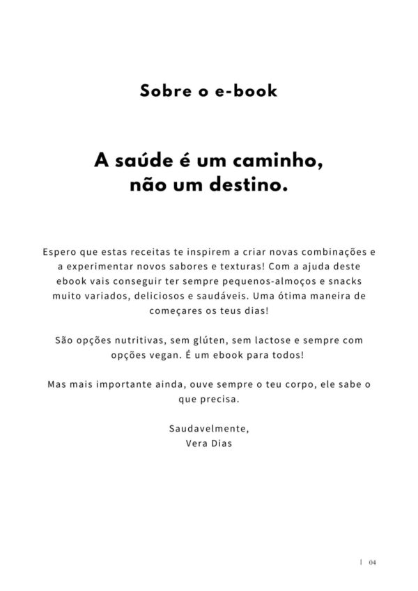 E-Book 37 Receitas de Pequenos-Almoços e Snacks Saudáveis - Vera Dias Health Coach