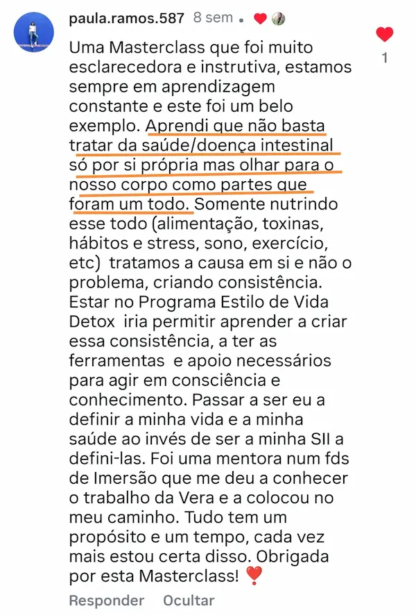 Masterclass - Estilo de Vida Anti-Inflamatório 19 Testemunho 06 - Masterclass 25ABR