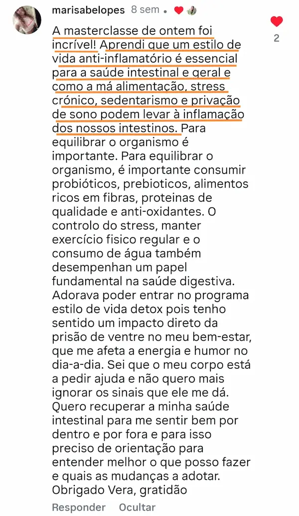 Masterclass - Estilo de Vida Anti-Inflamatório 20 Testemunho 07 - Masterclass 25ABR