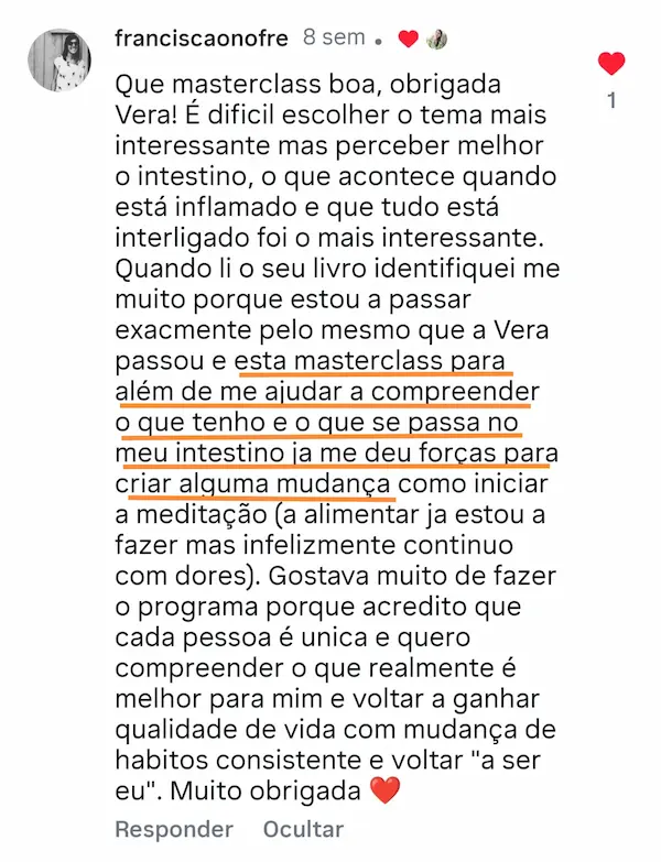 Masterclass - Estilo de Vida Anti-Inflamatório 24 Testemunho 11 - Masterclass 25ABR