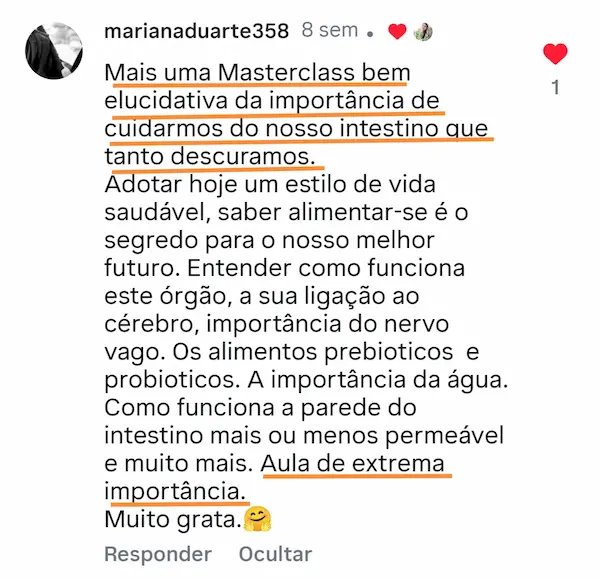 Masterclass - Estilo de Vida Anti-Inflamatório 25 Testemunho 12 - Masterclass 25ABR