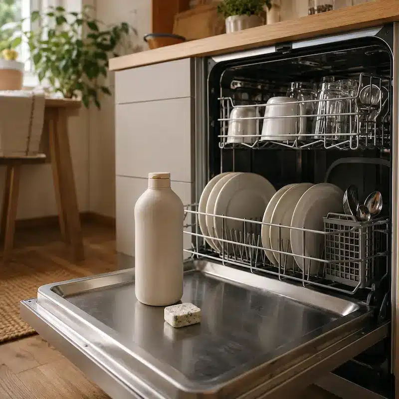 Cozinha Anti-Inflamatória: 5 trocas práticas 4 Detergentes ecológicos da máquina da loiça que protegem a barreira intestinal