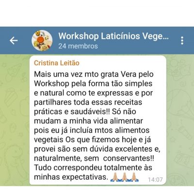 Testemunho Workshop Laticínios Vegetais - Vera Dias Health Coach
